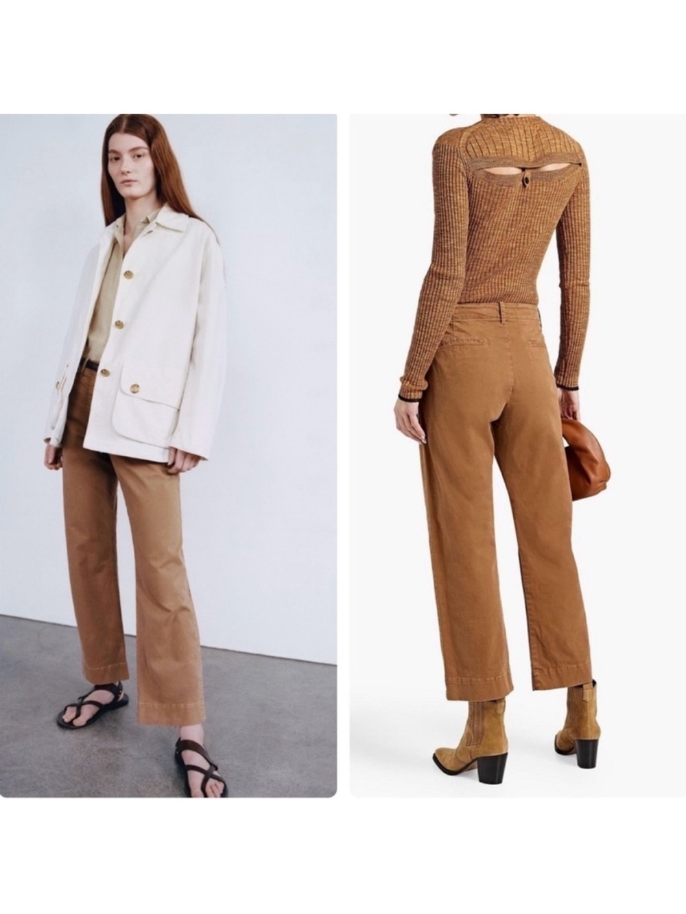 Nili Lotan Tomboy Straight Cropped Pants Tawny size 2